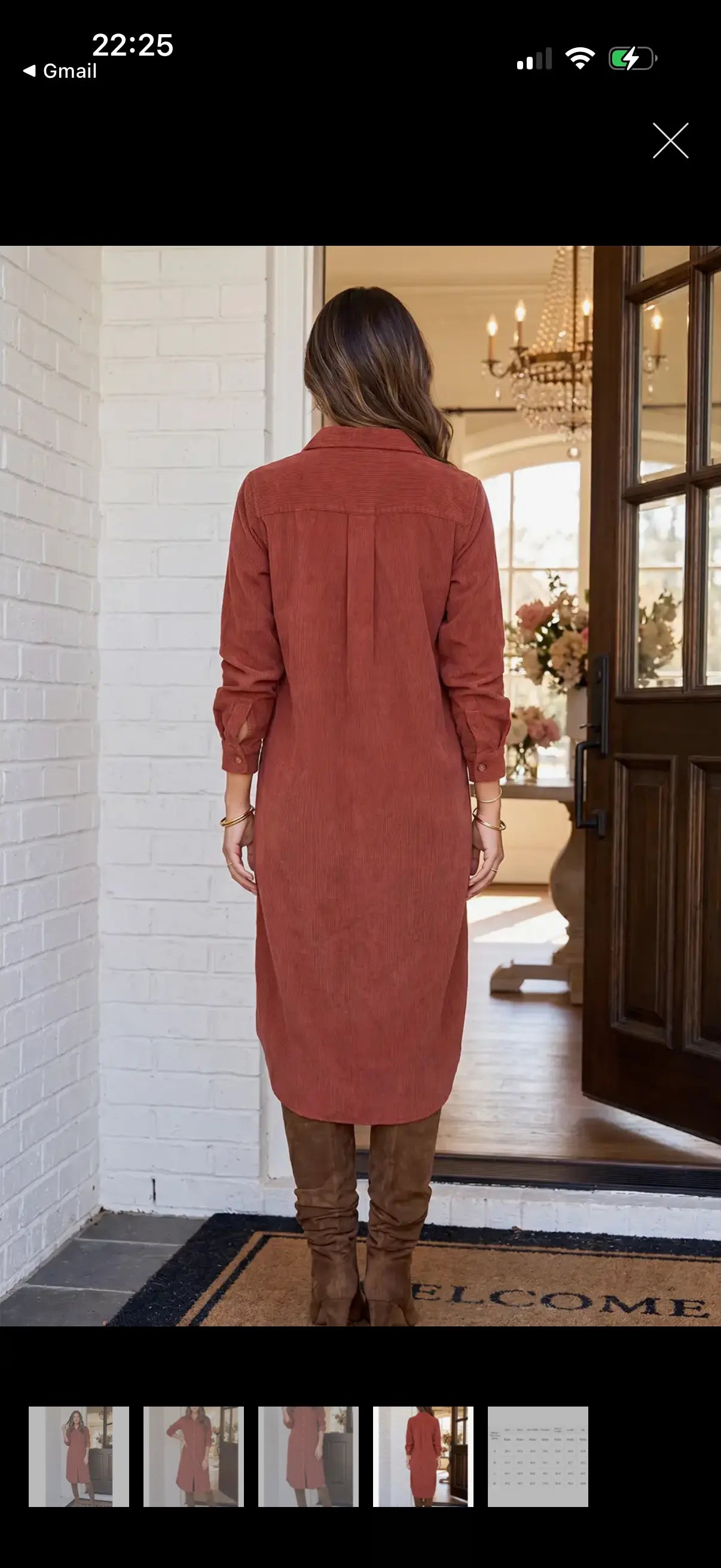 ModishMary Clay Corduroy Button-Down Midi Shirt Dress MODISHMARY