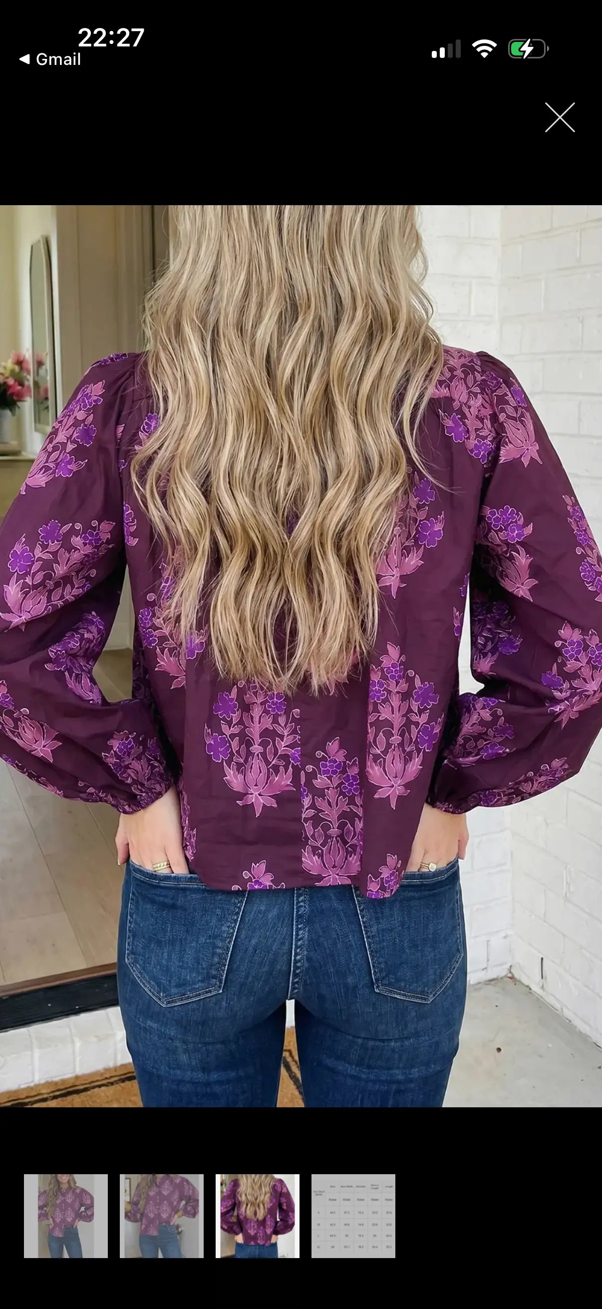 ModishMary Floral Button-Down Bubble Sleeve Shirt MODISHMARY