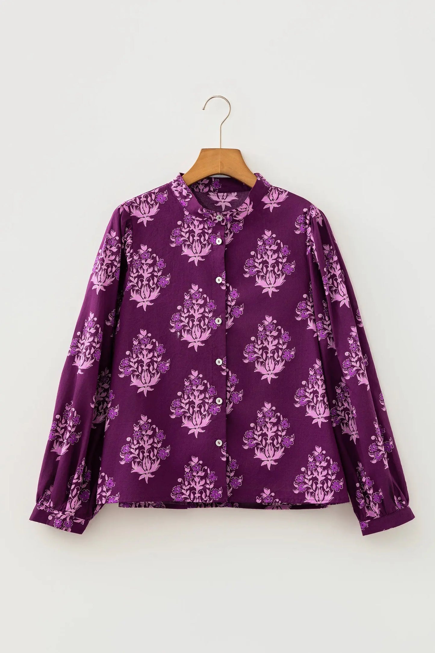 ModishMary Floral Button-Down Bubble Sleeve Shirt MODISHMARY