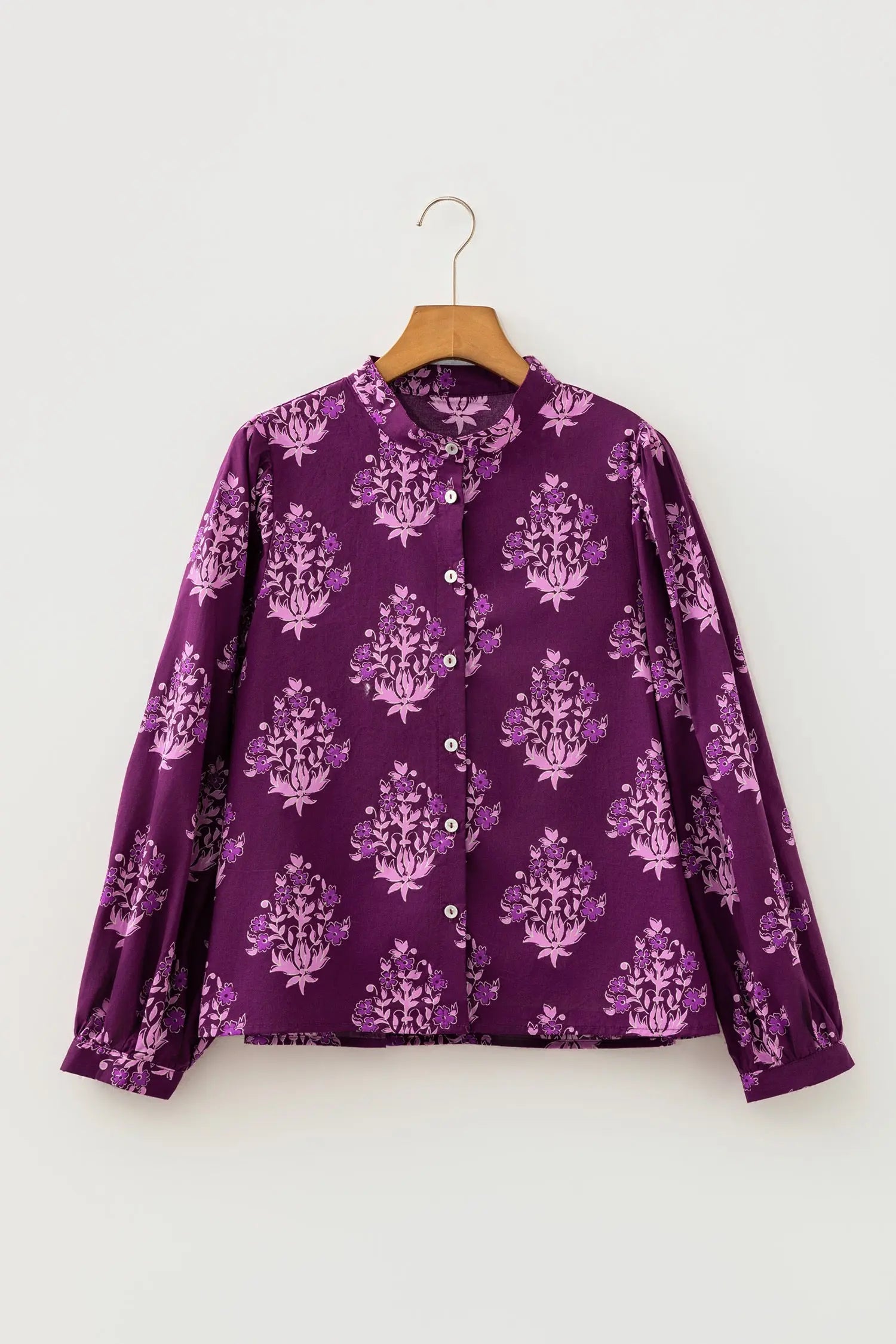 ModishMary Floral Button-Down Bubble Sleeve Shirt MODISHMARY